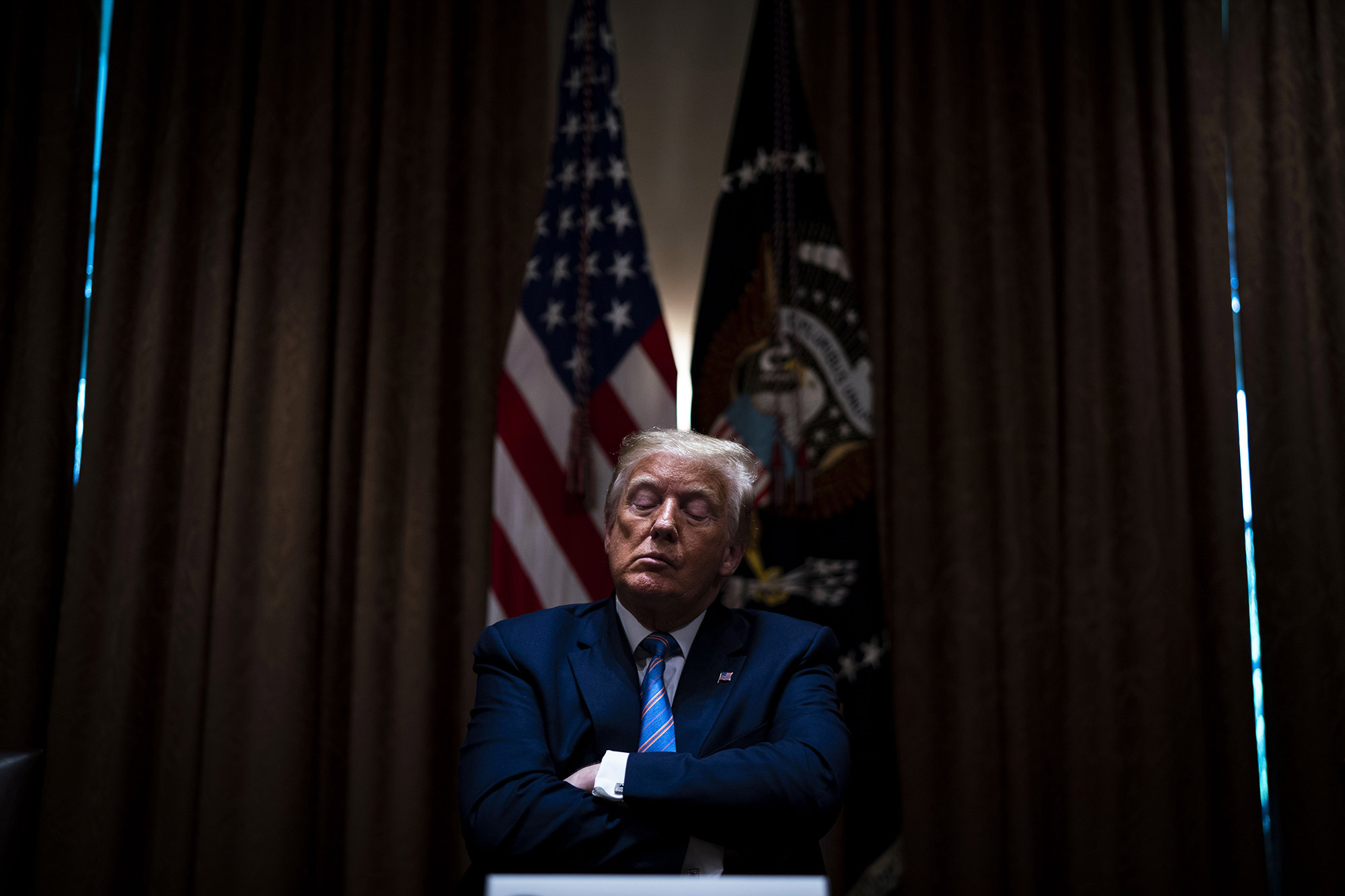 President Donald Trump listens during a meeting in Washington on June 15, 2020.