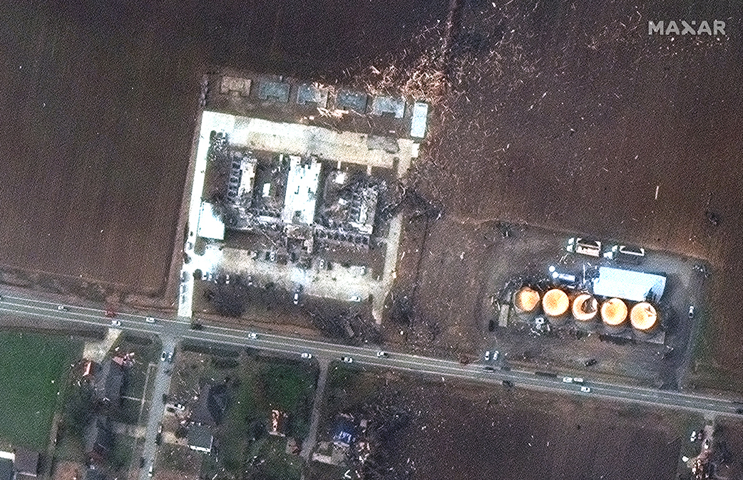 An aerial view of Monette Manor nursing home on December 11, 2021