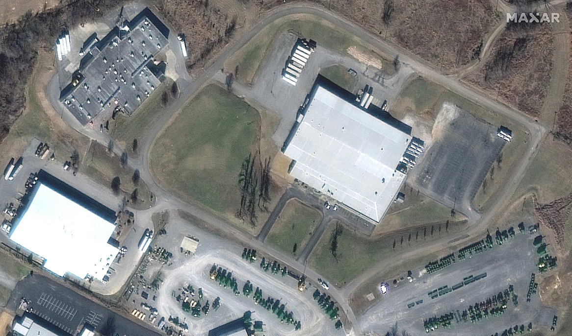 Graphic An aerial view of the Mayfield Consumer Products candle factory before and after a